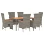 Garden dining set 7 pieces and gray synthetic rattan cushions by vidaXL, Garden sets - Ref: Foro24-3157541, Price: 650,97 €, ...