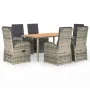 Garden dining set 7 pieces and gray synthetic rattan cushions by vidaXL, Garden sets - Ref: Foro24-3157586, Price: 1,00 €, Di...