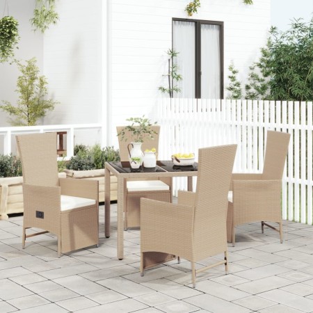 5-piece garden dining set with beige synthetic rattan cushions by vidaXL, Garden sets - Ref: Foro24-3157577, Price: 570,54 €,...