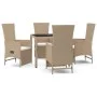 5-teiliges Garten-Essset mit beigen Kissen aus synthetischem Rattan von vidaXL, Gartensets - Ref: Foro24-3157577, Preis: 573,...
