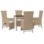 5-piece garden dining set with beige synthetic rattan cushions by vidaXL, Garden sets - Ref: Foro24-3157577, Price: 562,92 €,...