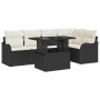 Conjunto de sofá de jardín con cojín 6 pcs Negro Poliratán