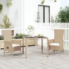 3-piece garden dining set with beige synthetic rattan cushions by vidaXL, Garden sets - Ref: Foro24-3157567, Price: 313,66 €,...