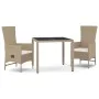 3-teilige Garten-Essgruppe mit beigen Kissen aus synthetischem Rattan von vidaXL, Gartensets - Ref: Foro24-3157567, Preis: 32...