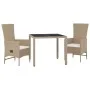 3-teilige Garten-Essgruppe mit beigen Kissen aus synthetischem Rattan von vidaXL, Gartensets - Ref: Foro24-3157567, Preis: 32...