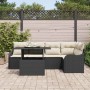 Conjunto de sofá de jardín con cojín 6 pcs Negro Poliratán