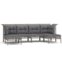 6-teiliges Gartenmöbel-Set und graue synthetische Rattankissen von vidaXL, Gartensets - Ref: Foro24-3187552, Preis: 400,61 €,...