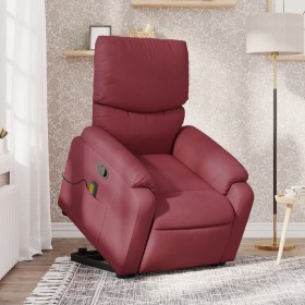 Sillón reclinable de masaje elevable tela rojo tinto en Sillones | Comprar online en Foro24
