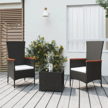 Juego salón jardín 3 pzas ratán sintético y acero negro de vidaXL, Conjuntos de jardín - Ref: Foro24-3157658, Precio: 198,27 ...
