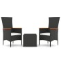 3-teiliges Garten-Lounge-Set aus synthetischem Rattan und schwarzem Stahl von vidaXL, Gartensets - Ref: Foro24-3157658, Preis...