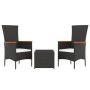 3-teiliges Garten-Lounge-Set aus synthetischem Rattan und schwarzem Stahl von vidaXL, Gartensets - Ref: Foro24-3157658, Preis...