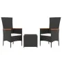 Juego salón jardín 3 pzas ratán sintético y acero negro de vidaXL, Conjuntos de jardín - Ref: Foro24-3157658, Precio: 198,27 ...