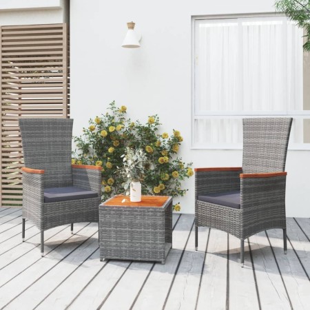 Gartenmöbel-Set 3-teilig Akazienholz grau synthetisches Rattan von vidaXL, Gartensets - Ref: Foro24-3157652, Preis: 202,40 €,...