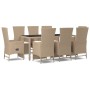 9-piece garden dining set with beige synthetic rattan cushions by vidaXL, Garden sets - Ref: Foro24-3157579, Price: 1,00 €, D...