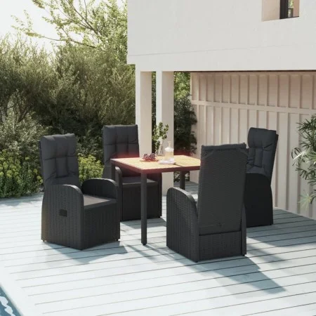 5-teiliges Gartenmöbel-Set mit schwarzen synthetischen Rattankissen von vidaXL, Gartensets - Ref: Foro24-3157598, Preis: 731,...