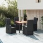 Set de muebles jardín 5 pzas con cojines ratán sintético negro