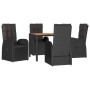 Set de muebles jardín 5 pzas con cojines ratán sintético negro