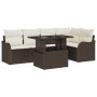 Conjunto de sofá de jardín con cojín 6 pcs Marrón Poliratán