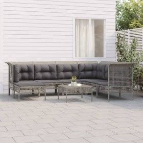 8-teiliges Gartenmöbel-Set und graue synthetische Rattankissen von vidaXL, Gartensets - Ref: Foro24-3187559, Preis: 462,67 €,...