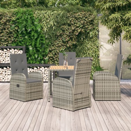 5-teiliges Garten-Esszimmerset mit synthetischen Rattankissen grau von vidaXL, Gartensets - Ref: Foro24-3157583, Preis: 731,3...