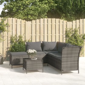 4-teiliges Gartenmöbel-Set und graue synthetische Rattankissen von vidaXL, Gartensets - Ref: Foro24-319691, Preis: 344,80 €, ...