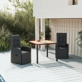 Garden dining set 3 pieces acacia wood black synthetic rattan by vidaXL, Garden sets - Ref: Foro24-3157606, Price: 445,39 €, ...
