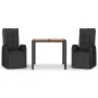 Juego comedor jardín 3 pzas madera acacia ratán sintético negro de vidaXL, Conjuntos de jardín - Ref: Foro24-3157606, Precio:...