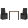 Juego comedor jardín 3 pzas madera acacia ratán sintético negro de vidaXL, Conjuntos de jardín - Ref: Foro24-3157606, Precio:...
