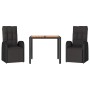 Juego comedor jardín 3 pzas madera acacia ratán sintético negro de vidaXL, Conjuntos de jardín - Ref: Foro24-3157606, Precio:...