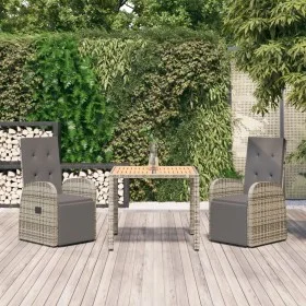 Set comedor de jardín 3 piezas con cojines ratán sintético gris by vidaXL, Garden sets - Ref: Foro24-3157591, Price: 365,14 €...