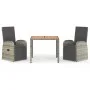 Set comedor de jardín 3 piezas con cojines ratán sintético gris by vidaXL, Garden sets - Ref: Foro24-3157591, Price: 365,60 €...