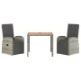 Set comedor de jardín 3 piezas con cojines ratán sintético gris by vidaXL, Garden sets - Ref: Foro24-3157591, Price: 365,60 €...