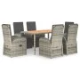 Garden dining set 7 pieces and gray synthetic rattan cushions by vidaXL, Garden sets - Ref: Foro24-3157594, Price: 1,00 €, Di...