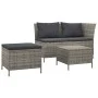 Set de muebles de jardín 3 pzas y cojines ratán sintético gris de vidaXL, Conjuntos de jardín - Ref: Foro24-319693, Precio: 3...