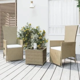 3-teiliges Gartenmöbel-Set aus Stahl und beigem synthetischem Rattan von vidaXL, Gartensets - Ref: Foro24-3157663, Preis: 264...
