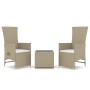 3-teiliges Gartenmöbel-Set aus Stahl und beigem synthetischem Rattan von vidaXL, Gartensets - Ref: Foro24-3157663, Preis: 276...