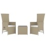 3-teiliges Gartenmöbel-Set aus Stahl und beigem synthetischem Rattan von vidaXL, Gartensets - Ref: Foro24-3157663, Preis: 276...