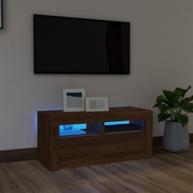 TV stand with LED lights in brown oak, 90x35x40 cm by vidaXL, TV Furniture - Ref: Foro24-822723, Price: 57,51 €, Discount: %