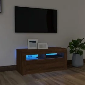 TV stand with LED lights in brown oak, 90x35x40 cm by vidaXL, TV Furniture - Ref: Foro24-822723, Price: 59,12 €, Discount: %
