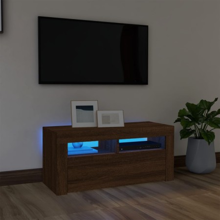 TV-Möbel mit LED-Leuchten, braune Eiche 90x35x40 cm von vidaXL, TV-Möbel - Ref: Foro24-822723, Preis: 57,51 €, Rabatt: %