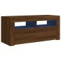 TV stand with LED lights in brown oak, 90x35x40 cm by vidaXL, TV Furniture - Ref: Foro24-822723, Price: 56,77 €, Discount: %