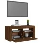 TV stand with LED lights in brown oak, 90x35x40 cm by vidaXL, TV Furniture - Ref: Foro24-822723, Price: 56,77 €, Discount: %