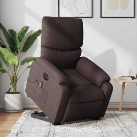 Sillón masaje eléctrico reclinable elevable tela marrón oscuro en Sillones | Comprar online en Foro24
