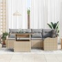 Conjunto de sofá de jardín con cojín 6 pcs Beige Poliratán