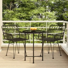 3-teiliges Garten-Ess-Set aus schwarzem synthetischem Rattan von vidaXL, Gartensets - Ref: Foro24-3157834, Preis: 171,09 €, R...