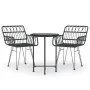 3-teiliges Garten-Ess-Set aus schwarzem synthetischem Rattan von vidaXL, Gartensets - Ref: Foro24-3157834, Preis: 171,08 €, R...