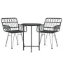 3-teiliges Garten-Ess-Set aus schwarzem synthetischem Rattan von vidaXL, Gartensets - Ref: Foro24-3157834, Preis: 171,08 €, R...