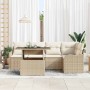 Conjunto de sofá de jardín con cojín 6 pcs Beige Poliratán