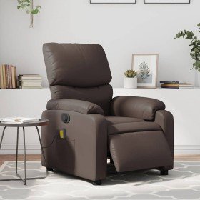 Sillón de masaje reclinable eléctrico cuero sintético marrón Sillón de masaje reclinable eléctrico cuero sintético marrón