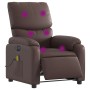 Sillón de masaje reclinable eléctrico cuero sintético marrón